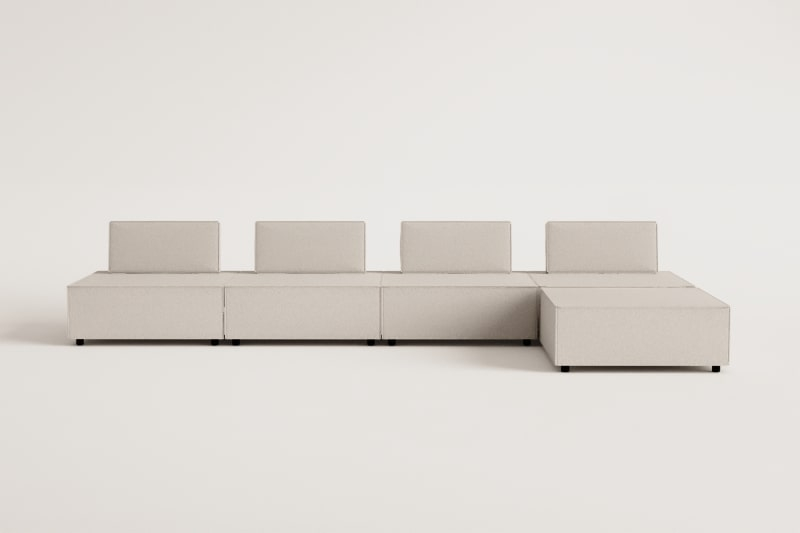 5-teiliges modulares Chaiselongue-Sofa aus Vermont-Stoff 