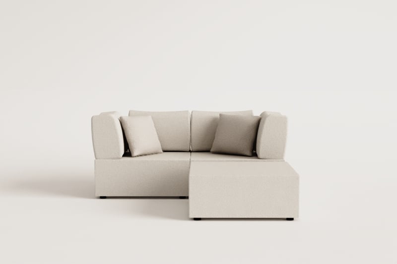 2-teiliges modulares Sofa mit 2 Eck-Elementen und Fussstütze aus Samt Kata