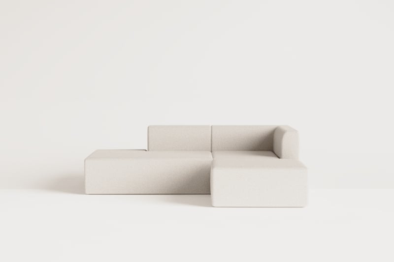 Zweiteiliges modulares Ecksofa mit Chaiselongue links und Fogler-Hocker