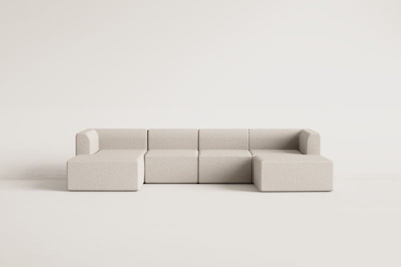 4-teiliges modulares Chaiselongue-Sofa links mit Fogler-Hocker