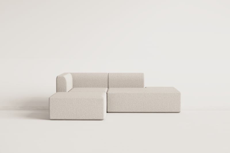 Zweiteiliges modulares Ecksofa mit Chaiselongue rechts und Fogler-Hocker