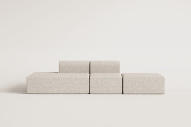 2-teiliges modulares Sofa mit Chaiselongue links und Fogler-Hocker