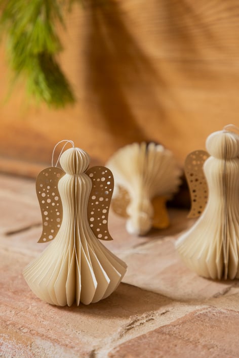 3er Set Weihnachtsdekorationen aus Papier Ceriba