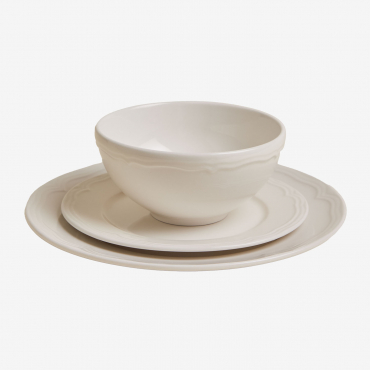 Geschirrset Aus New Bone China, 12-teilig, Oritia Weiss - Sklum