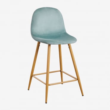 Glamm-hocker Aus Samt Grün Tanne & ↑65 Cm & Natürliches Holz - Sklum