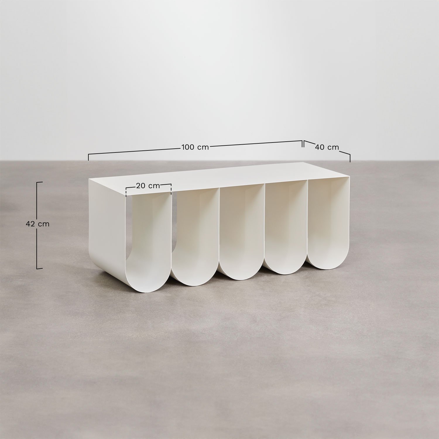 Rechteckiger Couchtisch 100x40 cm aus Stahl Olavi, MAßE