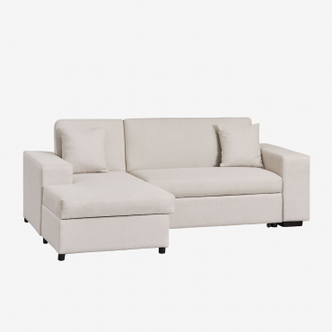 3-sitzer-schlafsofa Mit Chaiselongue Links In Umay-stoff Stofffarbe Cremebeige - Sklum