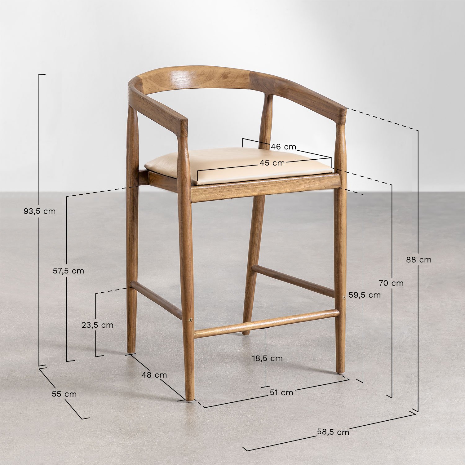 2er-Pack Visby-Leder-Hocker (70 cm), MAßE
