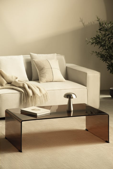 Rechteckiger Couchtisch 110x55 cm aus gehärtetem Glas Crhis