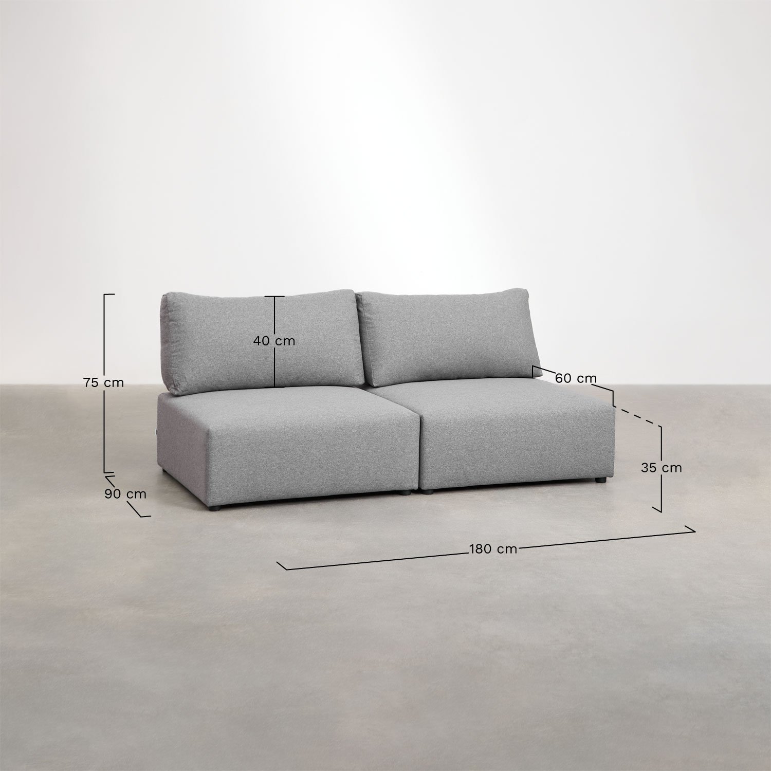 Kata 2-teiliges modulares Sofa, MAßE