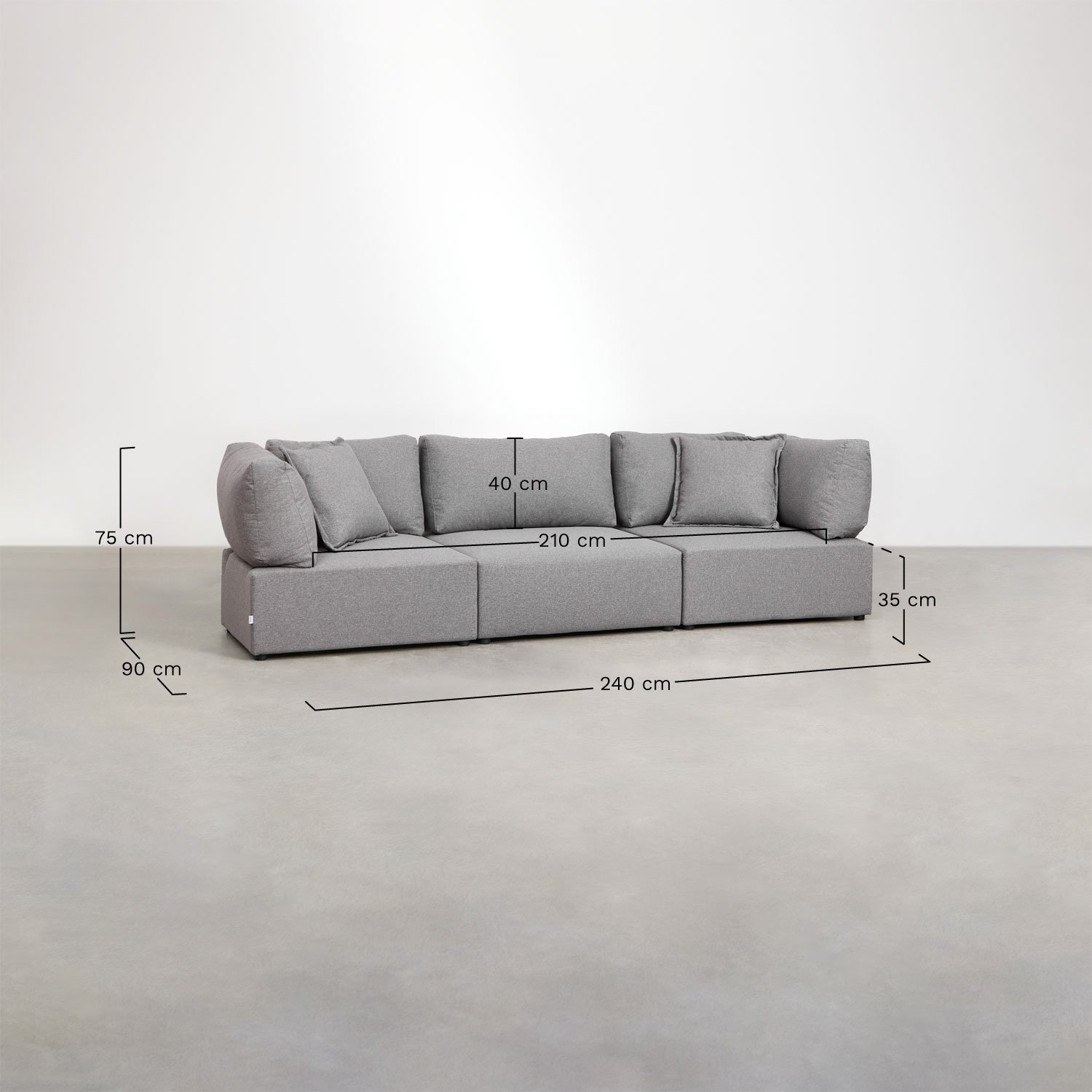 3-teiliges Modulsofa mit 2 Kata-Eckstühlen, MAßE