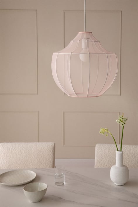 Hängende Deckenlampe aus Metall und Stoff Adaya