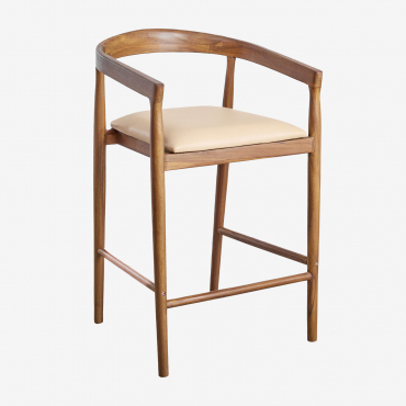 2er-pack Visby-leder-hocker (70 Cm) Vintage Beige - Sklum