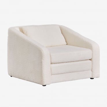Schlafsessel Aus Bouclé-stoff Dalila Off White Bouclé Stof - Sklum