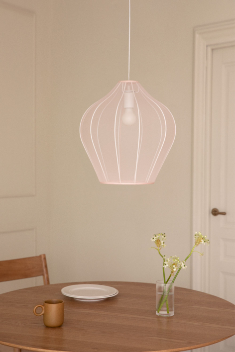 Hängende Deckenlampe aus Metall und Stoff Belisa - Zuckerwatte-Rose