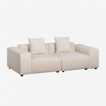2-teiliges Modulsofa (↔︎230 Cm) Mit Niedrigen Armlehnen Bruna Kord Beige Leinen - Sklum