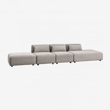 3-teiliges Modulares Sofa Mit Chaiselongue Rechts Und Fogler-hocker Kord Helles Grau Taupe - Sklum