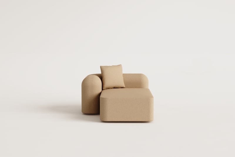 Linke Chaiselongue für modulares Sofa in Chenille Coco