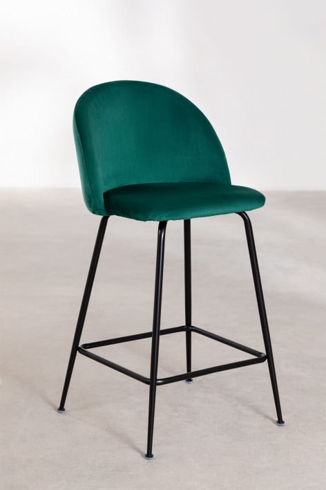 2er-Pack Barhocker 65 cm aus dschungelgrünem Samt und schwarzen Beinen Kana Design - GRÜN JUNGLE