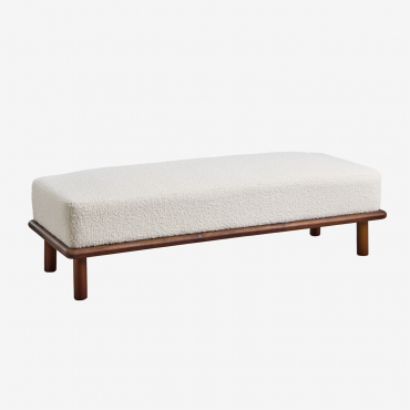 Bank Aus Gummiholz Und Veral-stoff ↔︎ 140 Cm & Off White Bouclé Stof - Sklum
