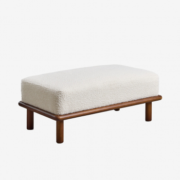 Bank Aus Gummiholz Und Veral-stoff ↔︎ 100 Cm & Off White Bouclé Stof - Sklum