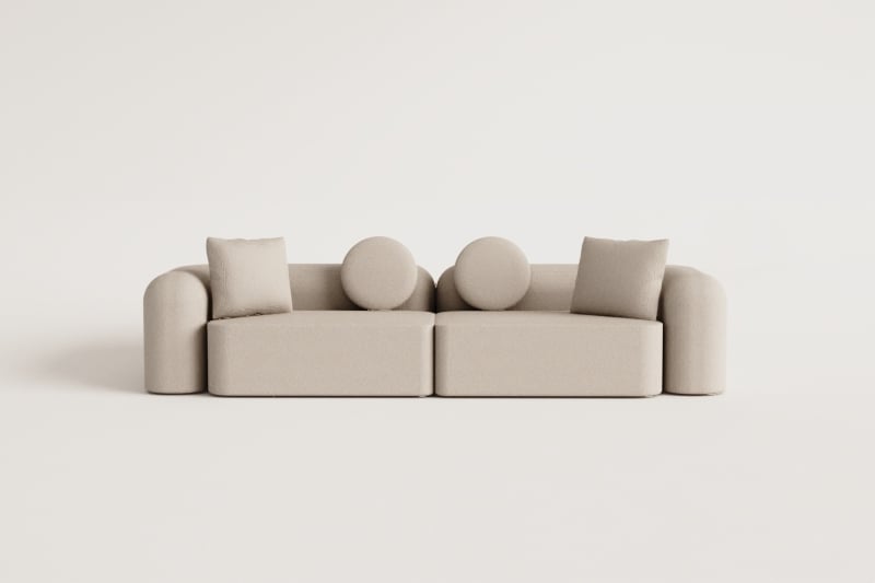 Modulares 2-teiliger Sofa in Chenille Coco