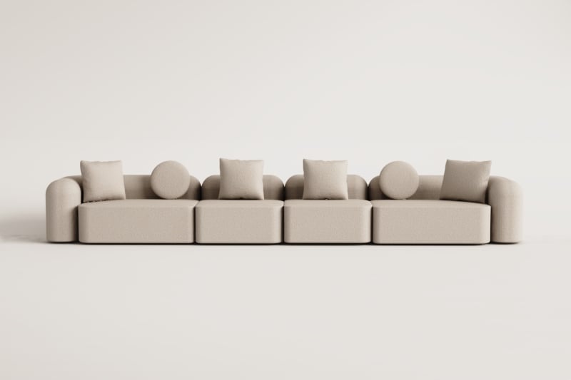 Modulares Sofa aus 4 Teilen in Chenille Coco