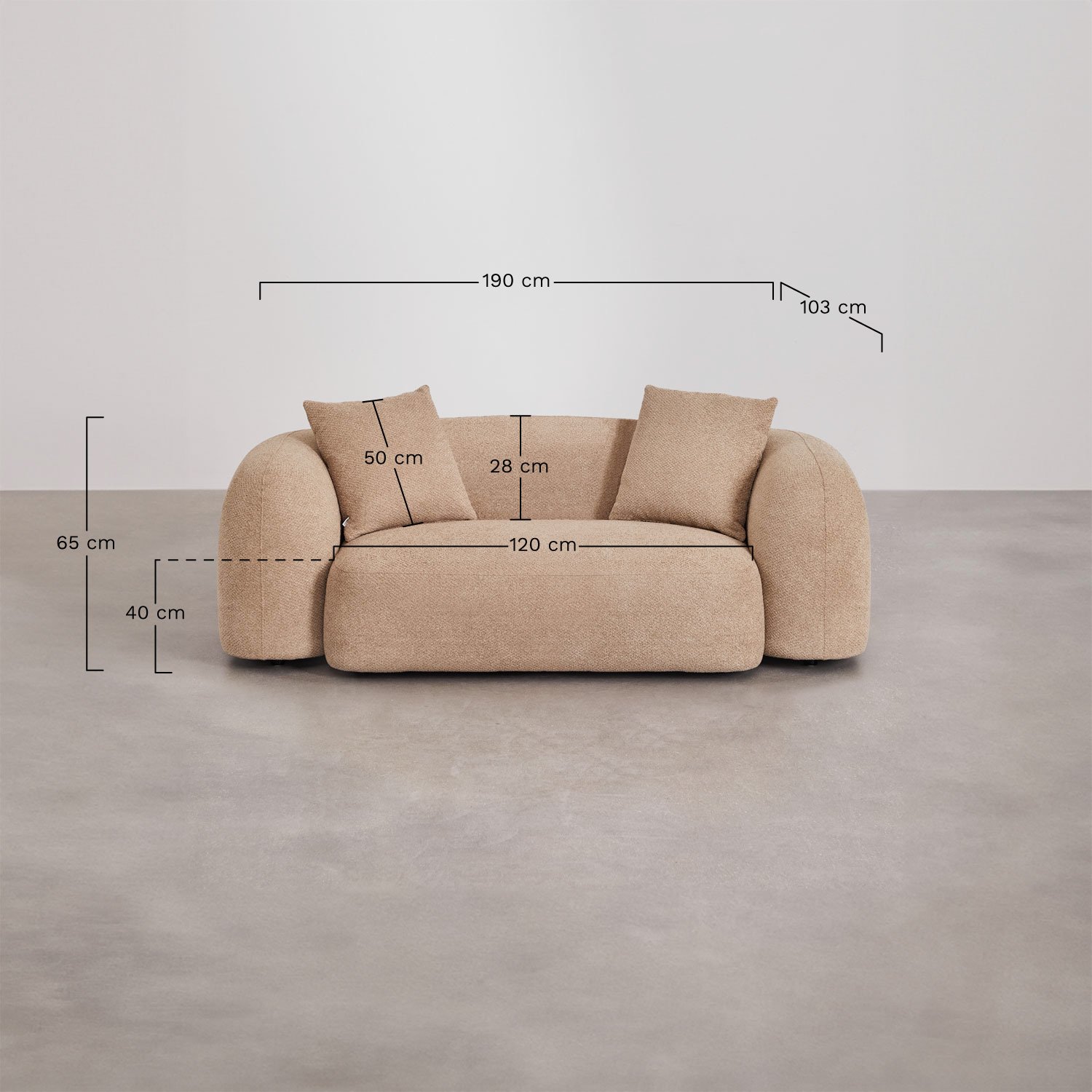 Coco 2-Sitzer-Sofa aus Chenille, MAßE