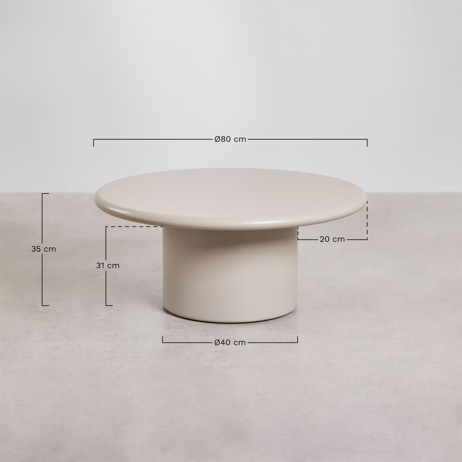 Runder MDF-Couchtisch (Ø80 cm) Rodeo, MAßE