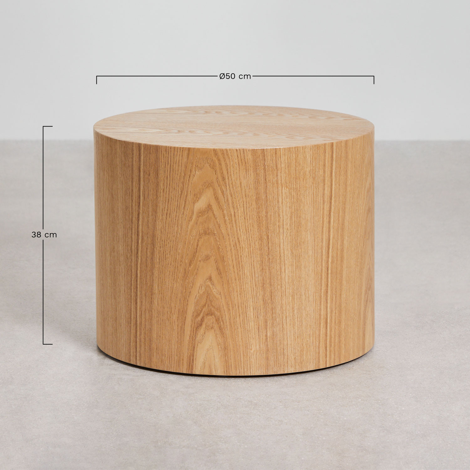 Runder Beistelltisch aus MDF und Eschenfurnier (Ø50 cm) Lily, MAßE