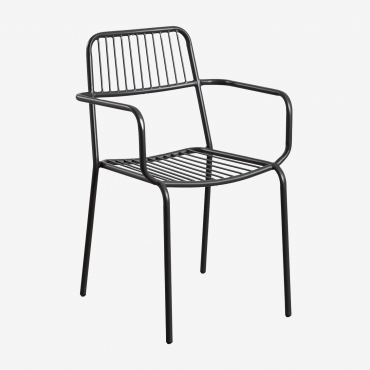 Packung Mit 4 Stapelbaren Gartenstühlen Mit Armlehnen Elton Schwarz Carbon - Sklum