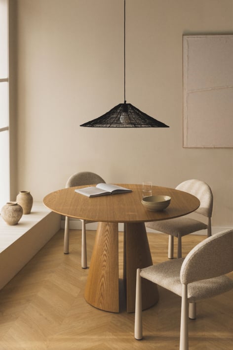 Runder Esstisch Ø120 cm aus MDF und Eschenfurnier Agnes