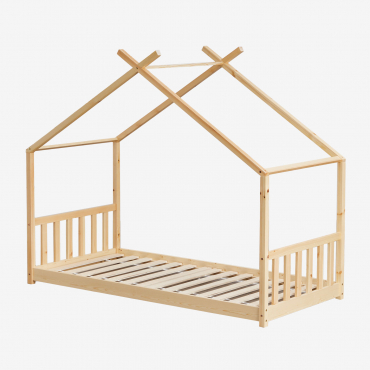 Holzbett Für Matratze 90 Cm Maggie Kids Braun Natur & 90 X 190 Cm - Sklum