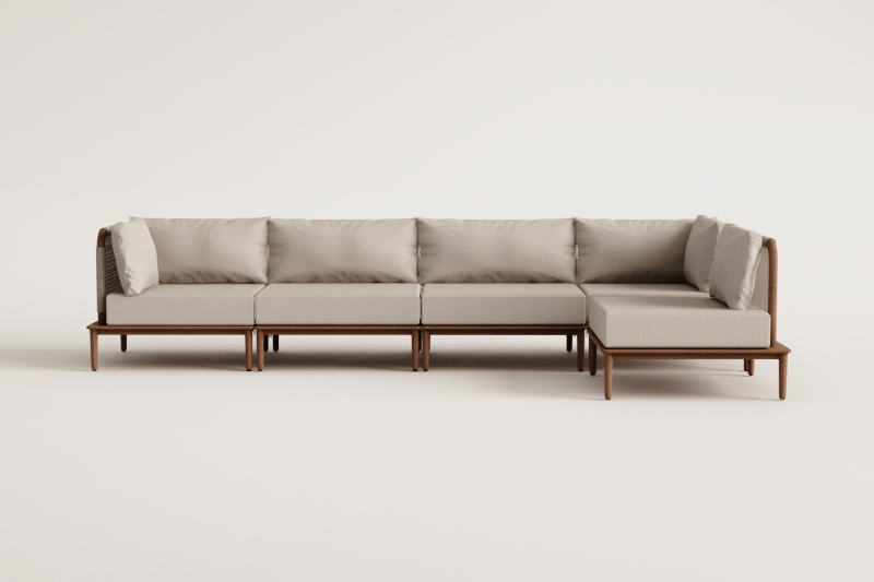 5-teiliges modulares Garten-Ecksofa aus Akazienholz Giulia 