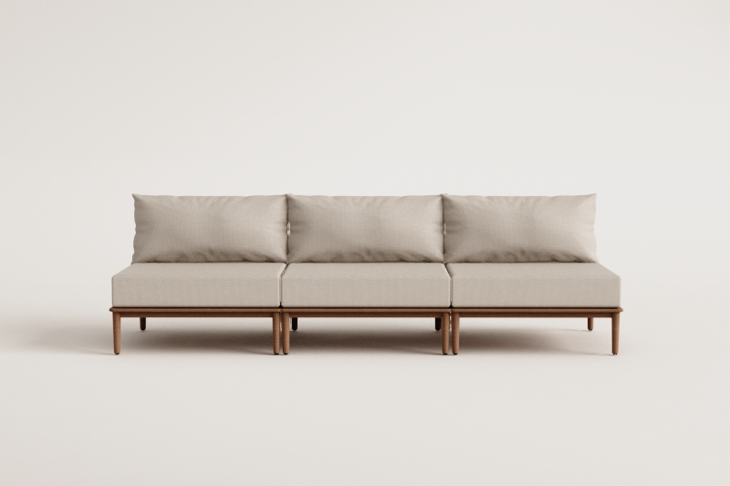 3-teiliges modulares Gartensofa aus Giulia-Akazienholz     