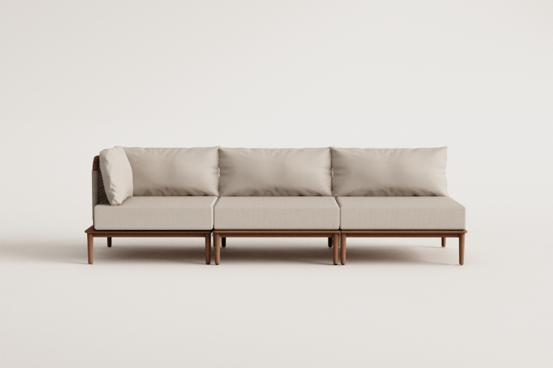 3-teiliges modulares Eckgartensofa aus Giulia-Akazienholz    