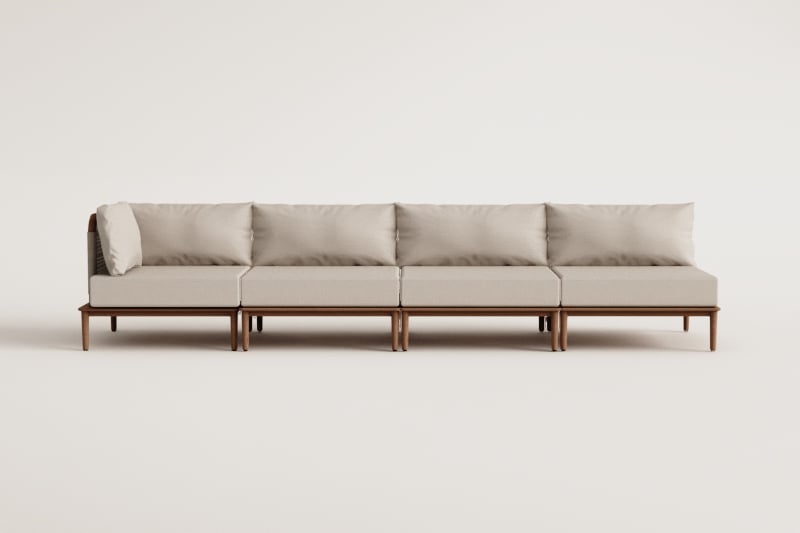 4-teiliges modulares Eckgartensofa aus Akazienholz Giulia