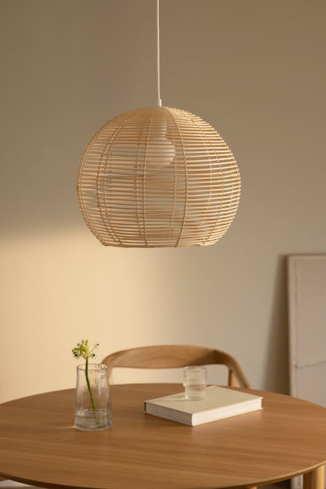 Hängende Deckenlampe aus Rattan Alpe