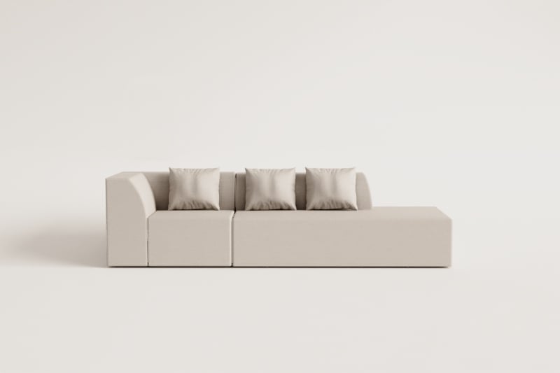 2-teiliges modulares Ecksofa mit rechter Chaiselongue aus Cardea-Bouclé-Stoff