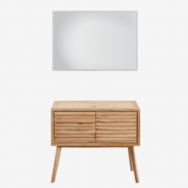Deleyna Badezimmermöbel-set Aus Holz Braun Natur & Without Sink & Rechteckig Led Und Anti-beschlag 100x70 Cm Tamsin & Ohne Wasserhahn - Sklum