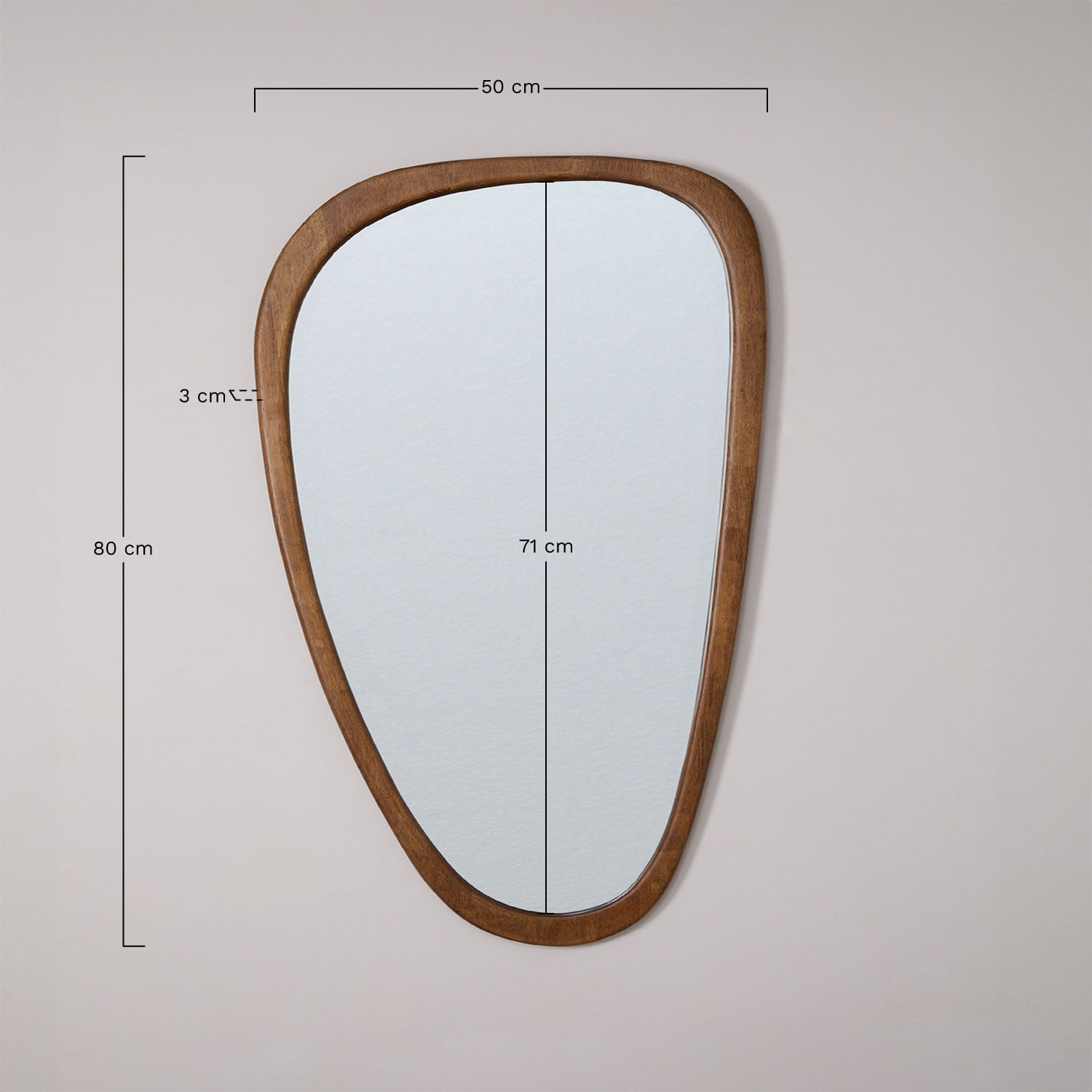 Wandspiegel aus Eichenholz Arbidel, MA&szlig;E