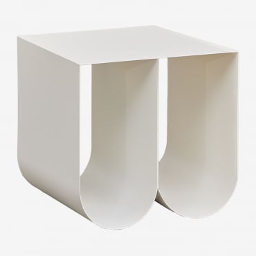 Quadratischer Nachttisch 40x40 Cm Aus Stahl Olavi Gardenia Weiß - Sklum