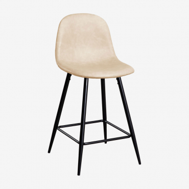 Glamm Hoher Hocker Aus Kunstleder Beige Creme & ↑65 Cm & Schwarz - Sklum