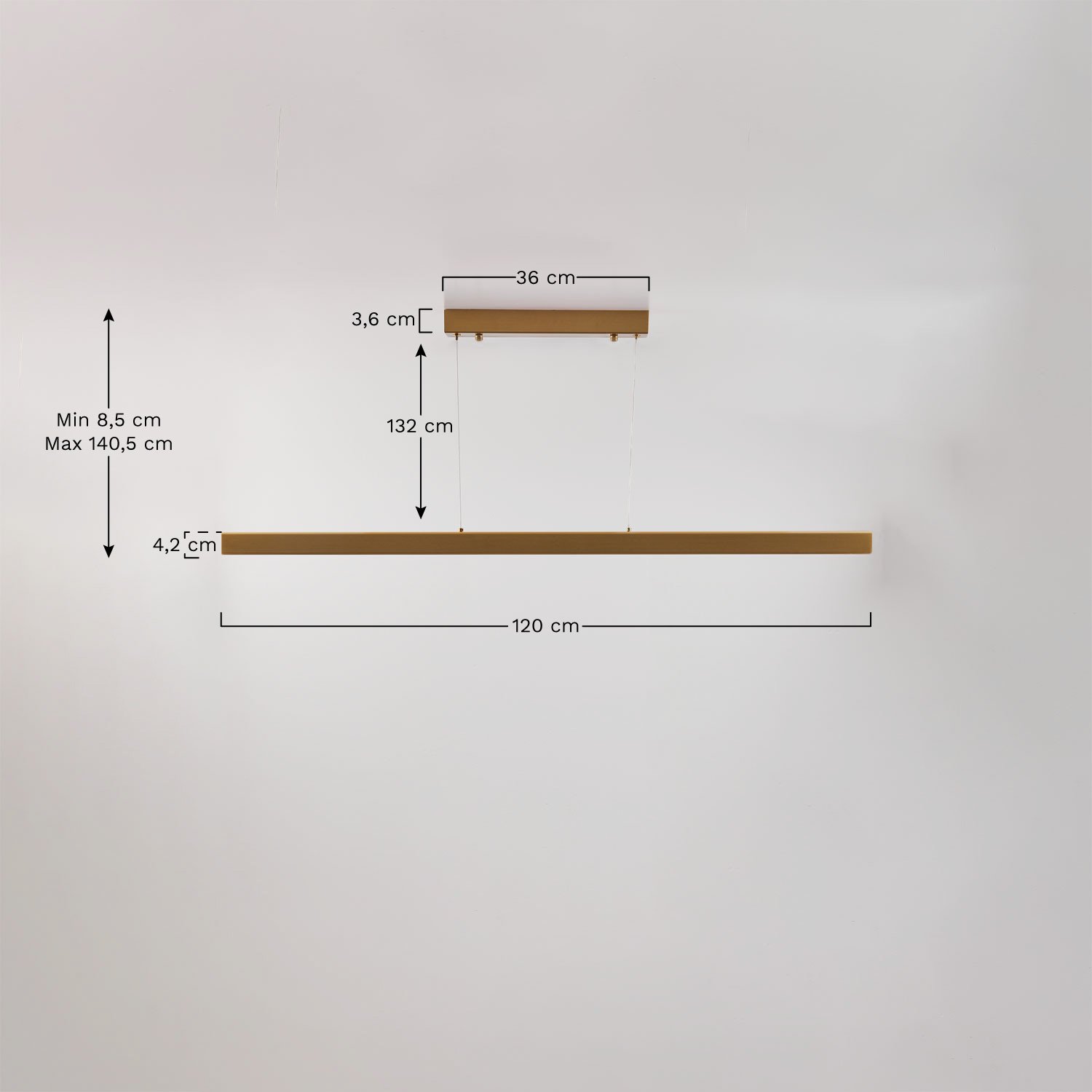 Nilam lineare LED-Deckenleuchte aus Metall (120 cm), MAßE