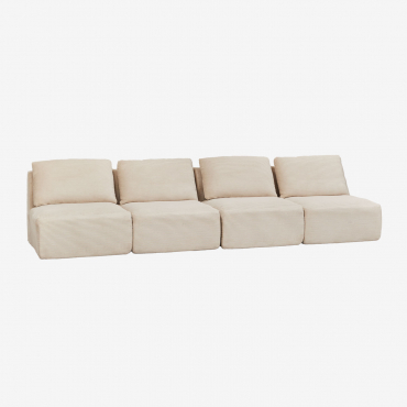 4-teiliges Modulares Sofa Aus Vakuumverpacktem Cord Temple Kord Beige Leinen - Sklum