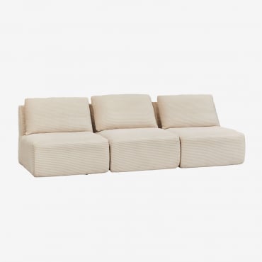 3-teiliges Modulares Sofa Temple Aus Vakuumverpacktem Cord Kord Beige Leinen - Sklum