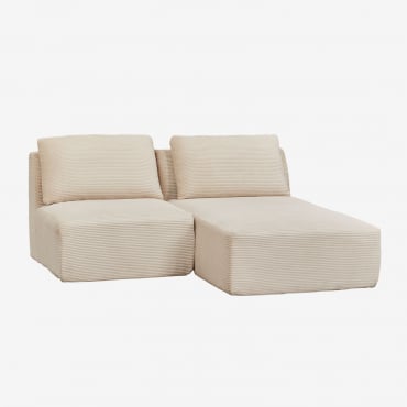 2-teiliges Modulares Sofa Mit Chaiselongue Rechts Aus Vakuumverpacktem Cord Temple Kord Beige Leinen - Sklum