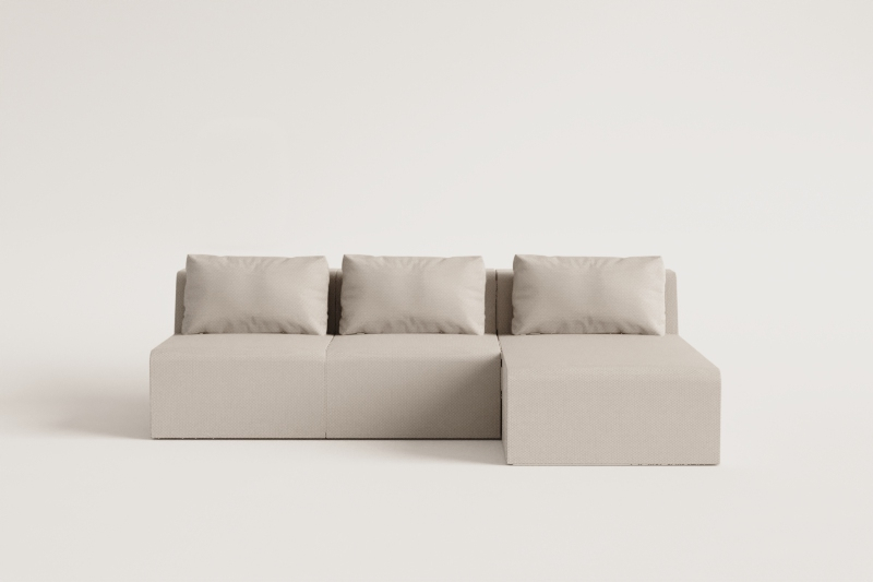 Modulares Sofa mit rechter Chaiselongue, 3-teilig, aus Temple-Samt