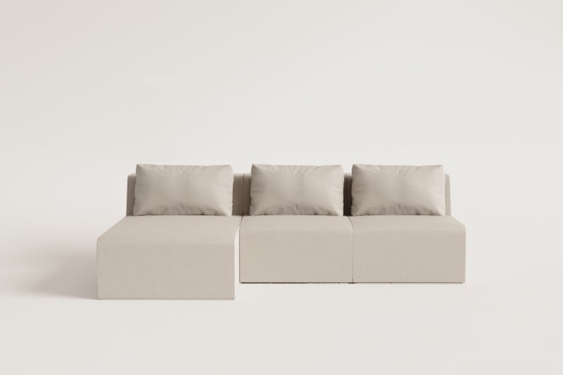 3-teiliges modulares Chaiselongue-Sofa „Temple“ links aus vakuumverpacktem Cord