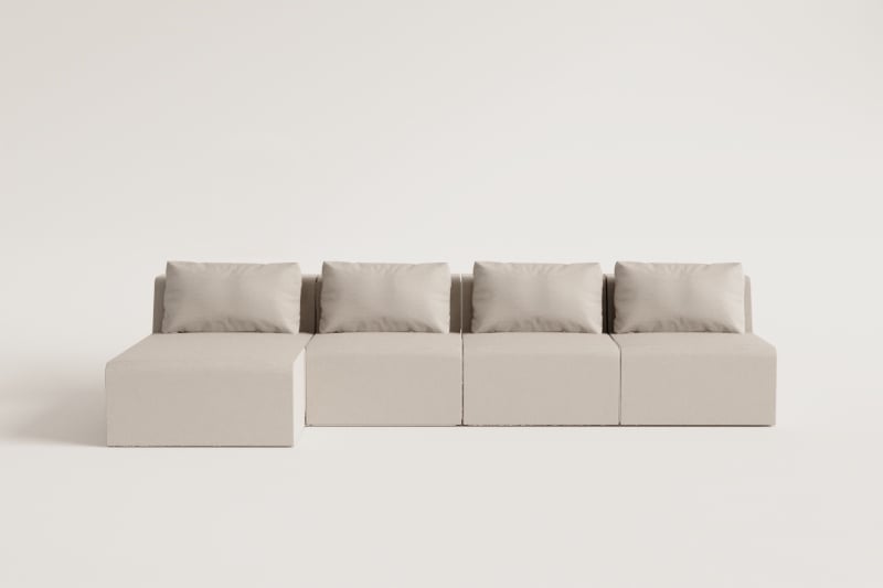 Modulares 4-teiliges Chaiselongue-Sofa links von Temple aus vakuumverpacktem Cord